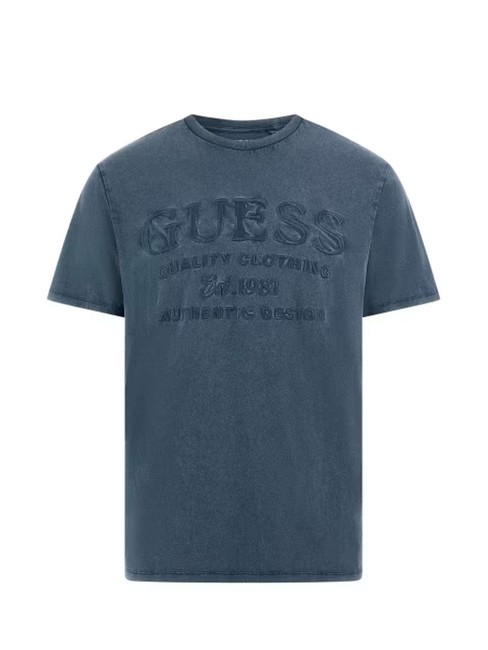 GUESS EMBROIDERY  Baumwoll-T-Shirt Südküstenblaues Mul - Herren-T-Shirts