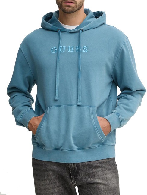 GUESS FINCH TERRY Sweatshirt mit Tasche und Kapuze Wild Storm Blue Mult - Sweatshirts Herren