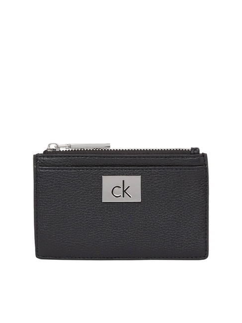 CALVIN KLEIN CK PLAQUE Flaches Kartenetui mit Reißverschluss pvh schwarz - Brieftaschen Damen