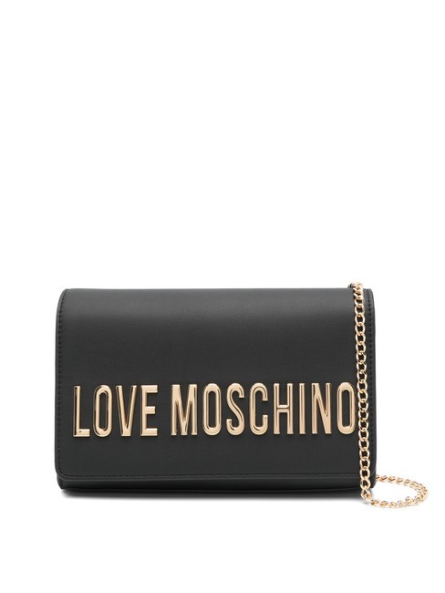 LOVE MOSCHINO BOLD LOGO Tasche mit Klappe und Kettenschultergurt Schwarz - Damentaschen