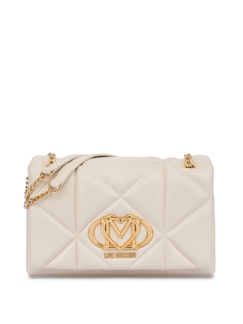 LOVE MOSCHINO GEOMETRIC Wandelbare Tasche mit Klappe Elfenbein - Damentaschen