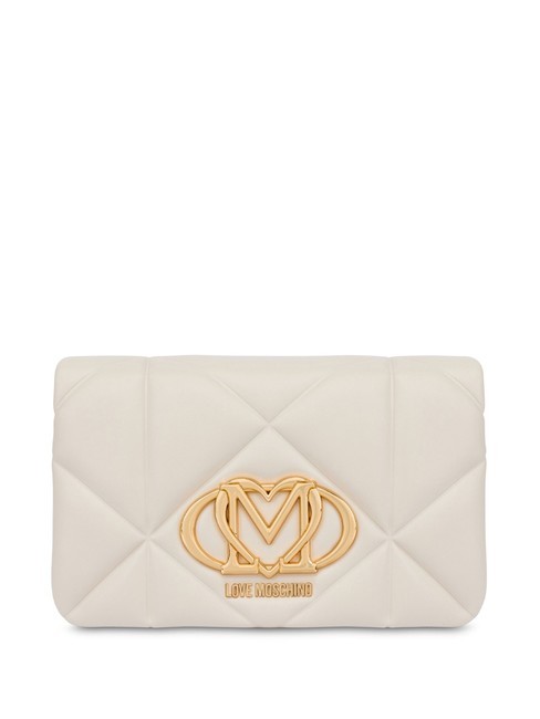 LOVE MOSCHINO GEOMETRIC Clutch mit Kettenschulterriemen Elfenbein - Damentaschen