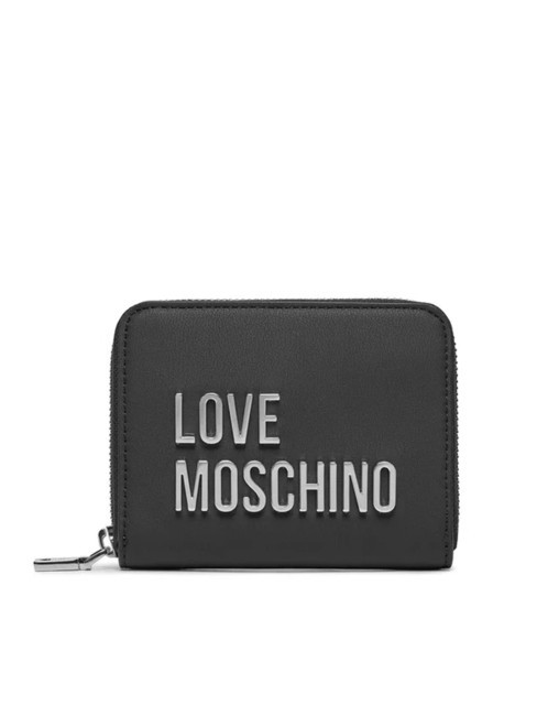 LOVE MOSCHINO BOLD LOVE Große Geldbörse mit umlaufendem Reißverschluss Schwarz Schwarz - Brieftaschen Damen