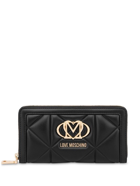 LOVE MOSCHINO GEOMETRIC Große Geldbörse mit umlaufendem Reißverschluss Schwarz - Brieftaschen Damen