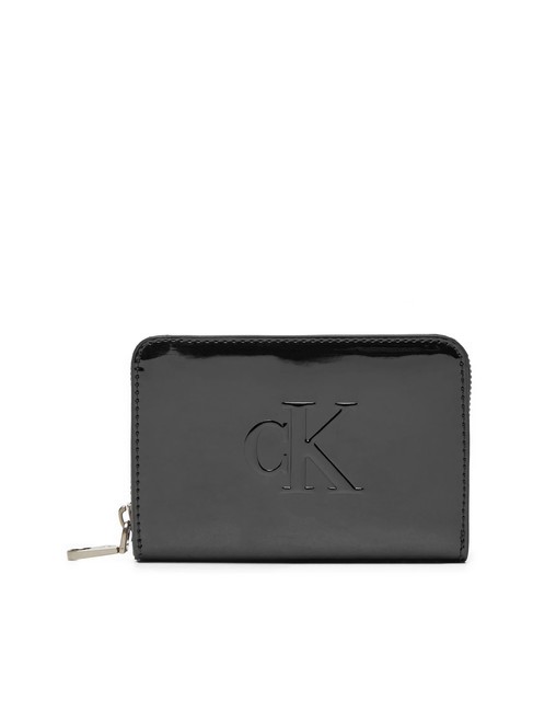 CALVIN KLEIN SCULPTED Mittelgroße Geldbörse aus Lackleder pvh schwarz - Brieftaschen Damen