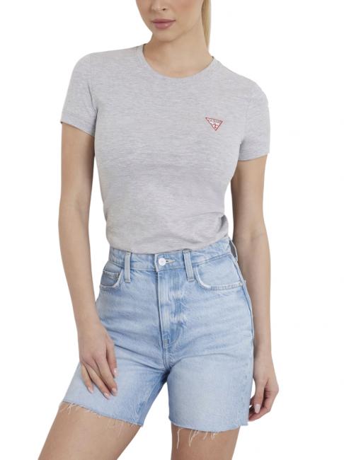 GUESS MINI TRIANGLE Schmal geschnittenes T-Shirt hellmeliert grau m - T-Shirts und Tops für Damen