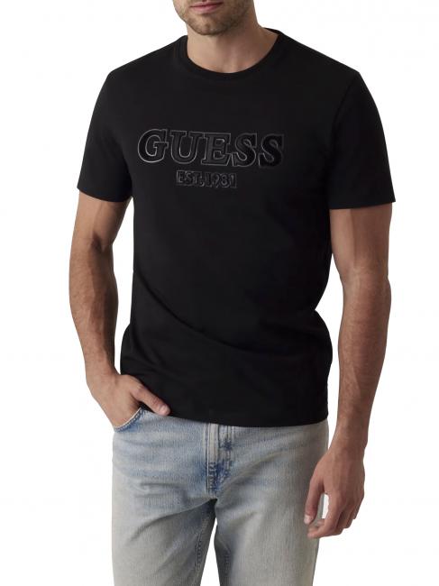 GUESS SS CN SPRAYED FLOCK LOGO  Baumwoll-T-Shirt jetbla - Herren-T-Shirts