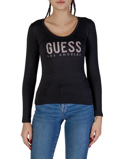 GUESS PYTHON Baumwoll-T-Shirt jetbla - T-Shirts und Tops für Damen