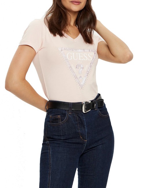 GUESS SS VN PYTHON TRIANGLE Kurzarm-T-Shirt sanftes Rosa - T-Shirts und Tops für Damen