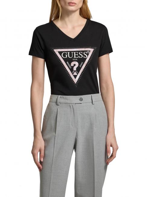 GUESS SS VN PYTHON TRIANGLE Kurzarm-T-Shirt jetbla - T-Shirts und Tops für Damen