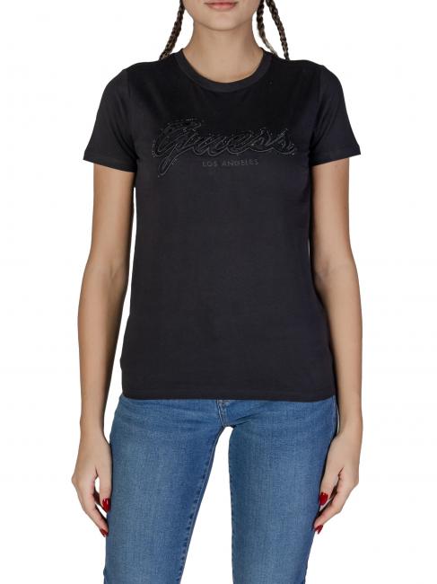 GUESS SS SCRIPT LACE LOGO EASY  Baumwoll-T-Shirt jetbla - T-Shirts und Tops für Damen