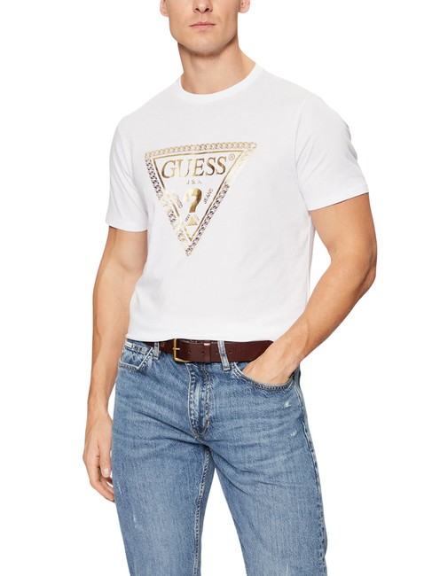 GUESS SS BSC CHAIN TRILOGO Baumwoll-T-Shirt purweiß - Herren-T-Shirts