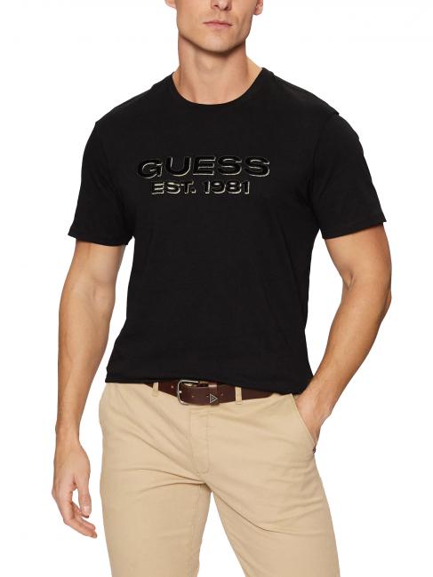 GUESS SS BSC VELVET LOGO  Baumwoll-T-Shirt jetbla - Herren-T-Shirts