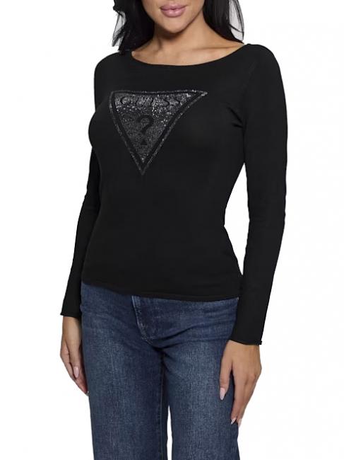 GUESS LS TRIANGLE  T-Shirt mit Logo jetbla - Damenpullover