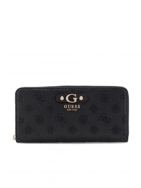 GUESS GERTY Große Geldbörse mit Pfingstrosen-Logo SCHWARZ - Brieftaschen Damen