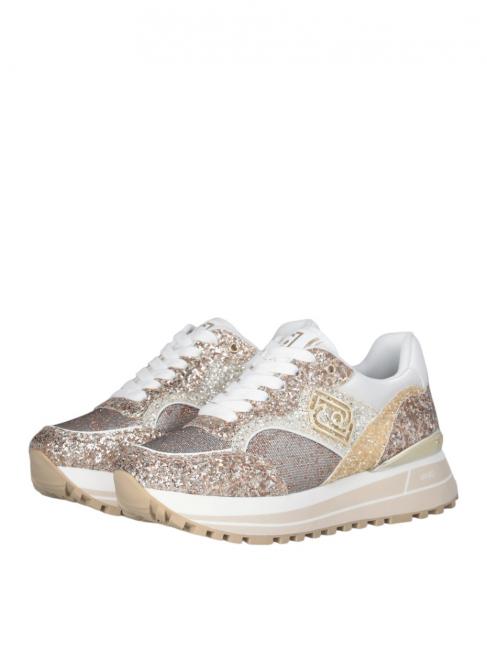 LIUJO MAXI WONDER 73 Komplett glitzernde Plateau-Sneaker Goldglitter - Damenschuhe