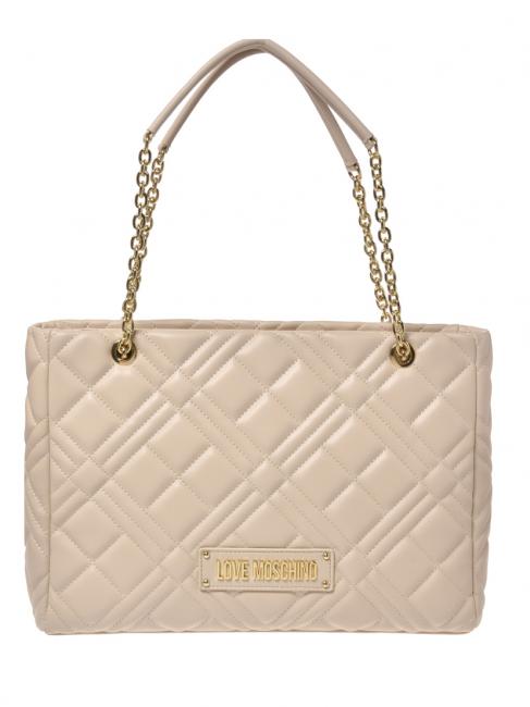 LOVE MOSCHINO QUILTED Einkaufstasche mit Kettengriffen Elfenbein - Damentaschen