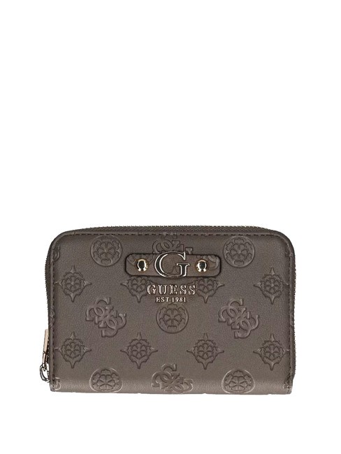 GUESS GERTY Mittelgroße Geldbörse mit Pfingstrosen-Logo dunkles Taupe - Brieftaschen Damen