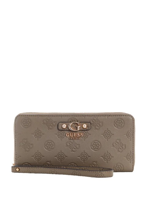 GUESS GERTY Große Geldbörse mit Pfingstrosen-Logo dunkles Taupe - Brieftaschen Damen