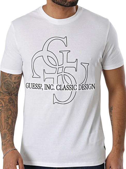 GUESS SS BSC CLASSIC QUATTRO Baumwoll-T-Shirt purweiß - Herren-T-Shirts