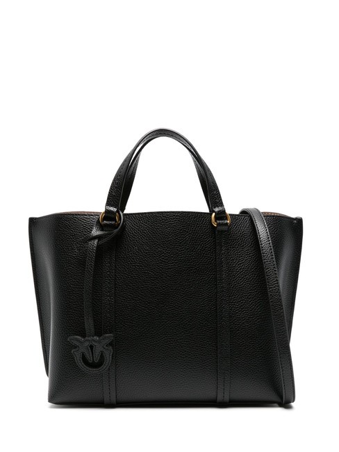 PINKO CARRIE Shopper-Tasche aus gewalktem Leder schwarz-antikgold - Damentaschen