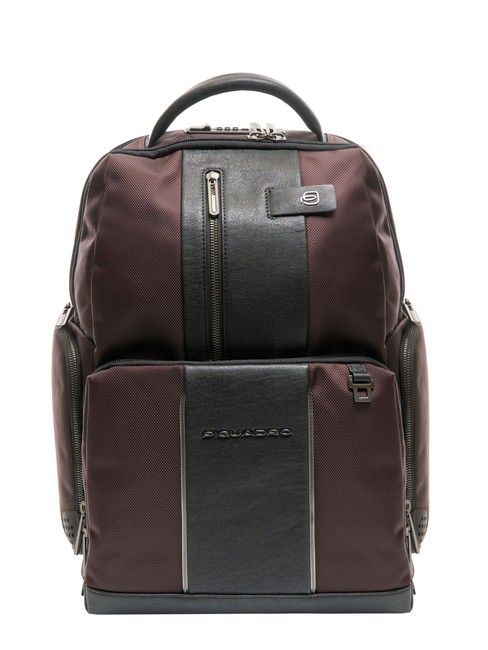 PIQUADRO BRIEF 2 15,6-Zoll-Laptop-Rucksack aus Leder mit Diebstahlsicherung Braun schwarz - PC-Rucksäcke