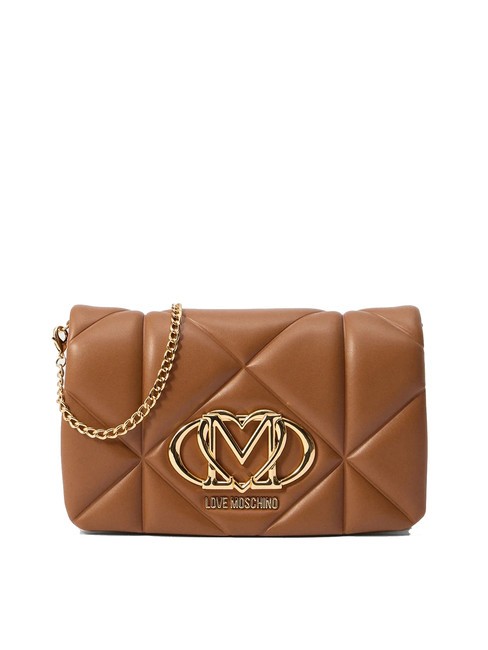 LOVE MOSCHINO GEOMETRIC Clutch mit Kettenschulterriemen Kamel - Damentaschen