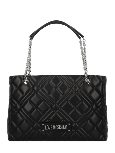 LOVE MOSCHINO QUILTED Einkaufstasche mit Kettengriffen Schwarz Schwarz - Damentaschen