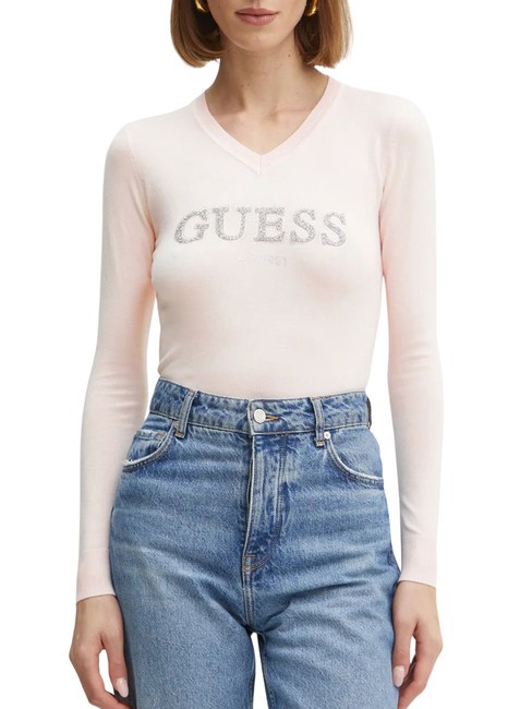 GUESS HOLLY LOGO  Pullover Zurückhaltendes Rosa - Damenpullover