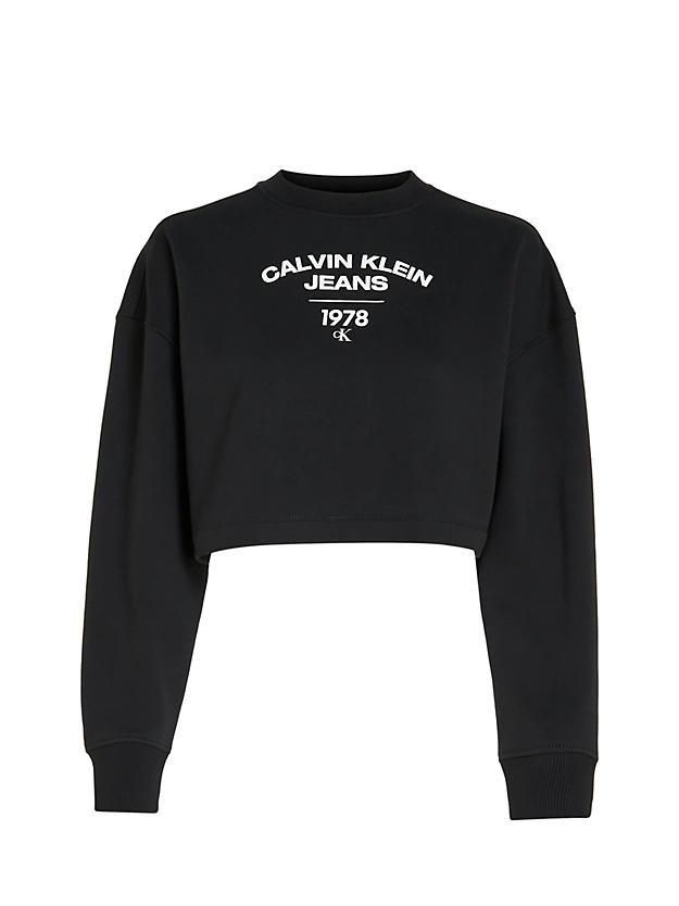 Calvin Klein Ck Jeans Outlet-Preisen! Zu Ck Rundhalsausschnitt Mit Varsity Schwarz- Logo Sweatshirt Einkaufen